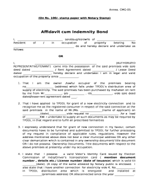 indemnity affidavit format