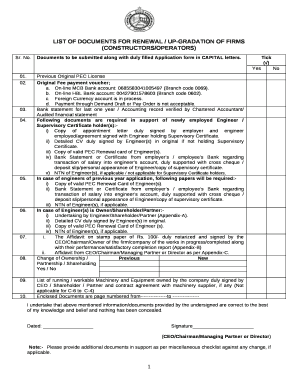 Documents to be submitted along with duly filled Application form in CAPITAL letters
