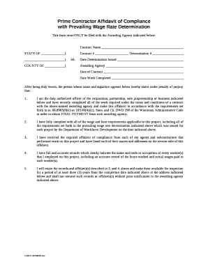 Prime Contractor Affidavit of Compliance