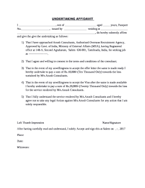 Sample undertaking letter for submission of documents
