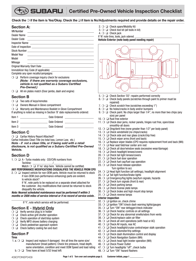 certified inspection form Preview on Page 1