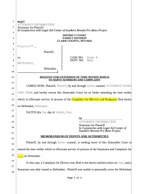 REQUEST FOR EXTENSION OF TIME WITHIN WHICH