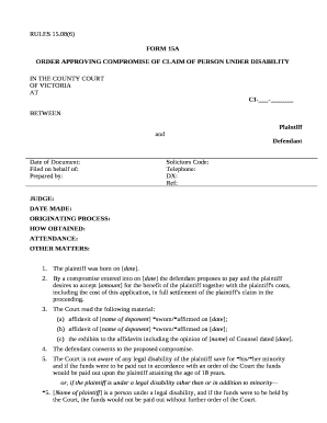 ORDER APPROVING COMPROMISE OF CLAIM OF PERSON UNDER DISABILITY