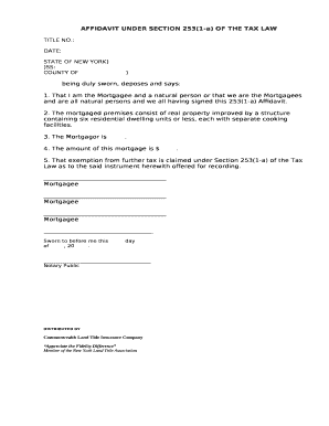 AFFIDAVIT UNDER SECTION 253(1-a) OF THE TAX LAW