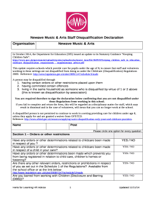 Newave Music & Arts Staff Disqualification Declaration