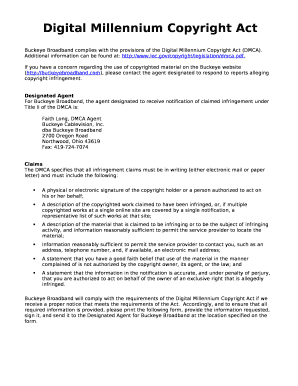 Buckeye Broadband complies with the provisions of the Digital Millennium Copyright Act (DMCA)
