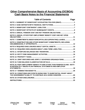 Other Comprehensive Basis of Accounting (OCBOA) Cash Basis Notes to the Financial Statements