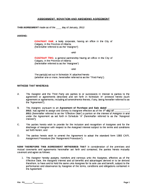 novation and assignment agreement template