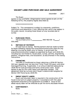 The Buyer, , agrees to buy and Seller, Organization name agrees to sell, on the following terms, the property legally described as: