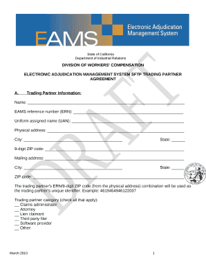 ELECTRONIC ADJUDICATION MANAGEMENT SYSTEM SFTP TRADING PARTNER AGREEMENT