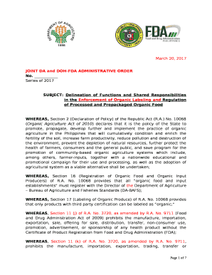 JOINT DA and DOH-FDA ADMINISTRATIVE ORDER