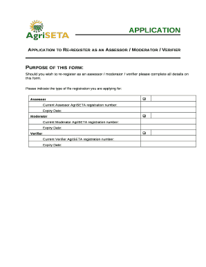 Application to Re-register as an Assessor / Moderator / Verifier