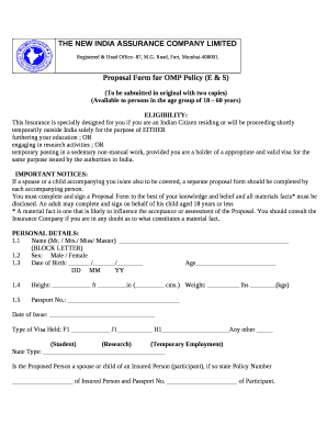 Proposal Form for OMP Policy (E & S)