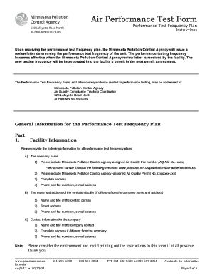 Performance Test Frequency Plan