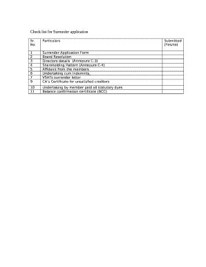 Surrender Application Form
