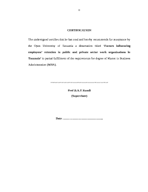 The undersigned certifies that he has read and hereby recommends for acceptance by the Open University of Tanzania a dissertation titled Factors influencing employees retention in public and private sector work organizations in Tanzania in