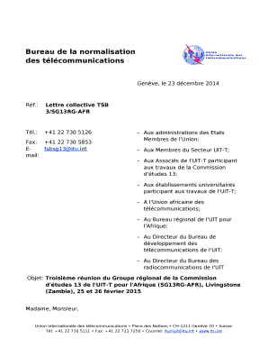 Lettre collective TSB 3/SG13RG-AFR