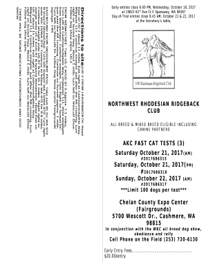Early entries close 6:00 PM, Wednesday, October 18, 2017