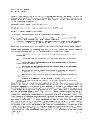 The City Council of the City of Pell City met in a work session at the City Hall at 5:30 p