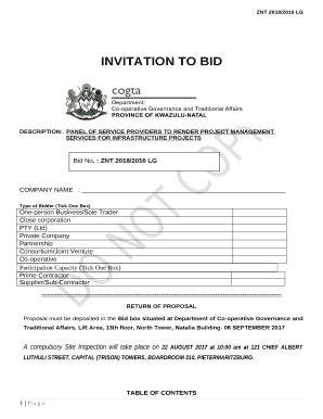 PANEL OF SERVICE PROVIDERS TO RENDER PROJECT MANAGEMENT SERVICES FOR INFRASTRUCTURE PROJECTS