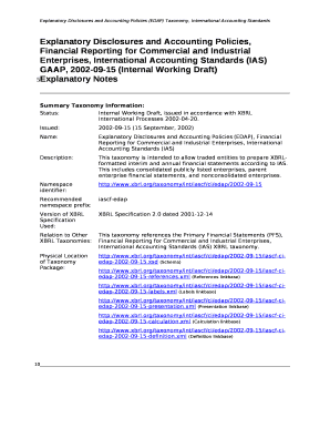Explanatory Disclosures and Accounting Policies, Financial Reporting for Commercial and Industrial Enterprises, International Accounting Standards (IAS) GAAP, 2002-09-15 (Internal Working Draft)
