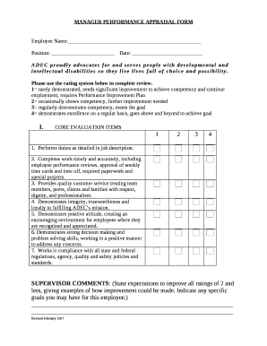 MANAGER PERFORMANCE APPRAISAL FORM