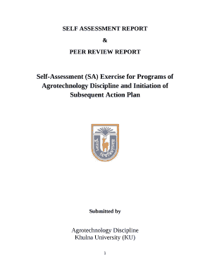 Self-Assessment (SA) Exercise for Programs of Agrotechnology Discipline and Initiation of Subsequent Action Plan