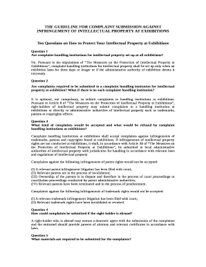 THE GUIDELINE FOR COMPLAINT SUBMISSION AGAINST INFRINGEMENT OF INTELLECTUAL PROPERTY AT EXHIBITIONS
