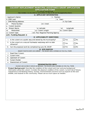 Culvert Replacement Municipal Assistance Grant Application