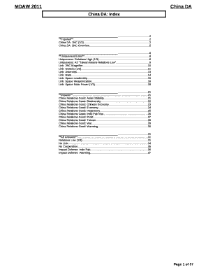 China DA: Index