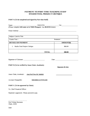 PAYMENT TO PART-TIME TEACHING STAFF
