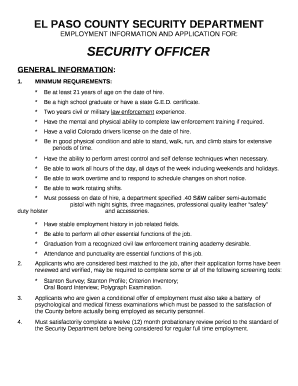 EL PASO COUNTY SECURITY DEPARTMENT