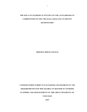 THE ROLE OF TOURISM ACTIVITIES ON THE LIVELIHOODS OF COMMUNITIES IN THE VILLAGES ADJACENT TO MOUNT KILIMANJARO