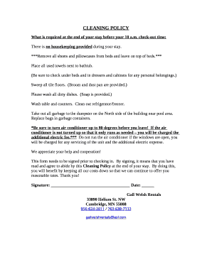 What is required at the end of your stay before your 10 a