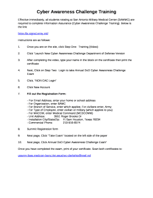 Effective immediately, all students rotating at San Antonio Military Medical Center (SAMMC) are required to complete Information Assurance (Cyber Awareness Challenge Training)