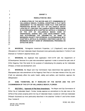 A RESOLUTION OF THE MAYOR AND CITY COMMISSION OF HALLANDALE BEACH, FLORIDA, ACCEPTING A PLAT NOTE AMENDMENT TO THE REGENCY PARK PLAT FOR CERTAIN PROPERTIES WITHIN THE CITY OF HALLANDALE BEACH LOCATED AT 1100 EAST HALLANDALE BEACH BOULEVARD