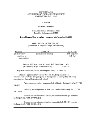 Date of Report (Date of earliest event reported) November 29, 2006