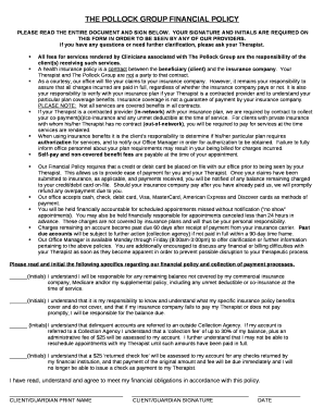 THE POLLOCK GROUP FINANCIAL POLICY