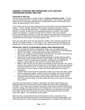FINDING, STAFFING AND OPERATING A CO-LOCATED COMPANION ANIMAL SHELTER