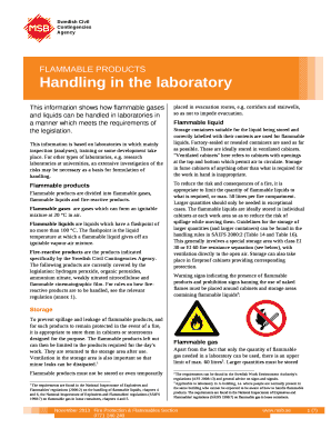 This information shows how flammable gases and liquids can be handled in laboratories in a manner which meets the requirements of the legislation