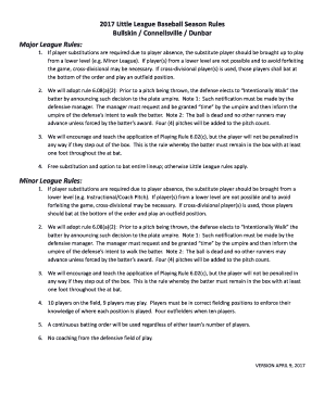 Fillable Online Little League baseball rules - Dunbar Little League Fax ...