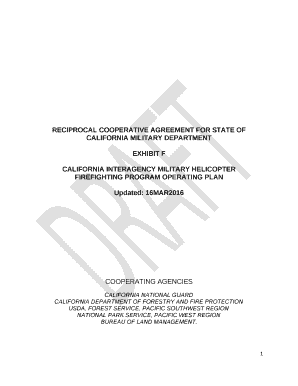 RECIPROCAL COOPERATIVE AGREEMENT FOR STATE OF CALIFORNIA MILITARY DEPARTMENT