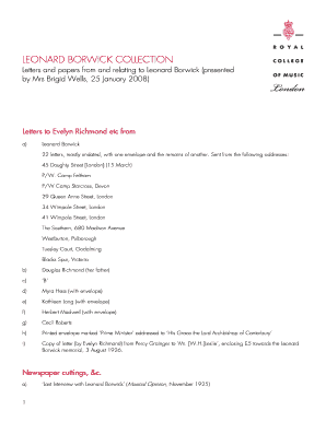 Fillable Online LEONARD BORWICK COLLECTION Fax Email Print pdfFiller