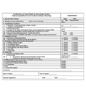 Certification of Adult Death by Neurologic Criteria