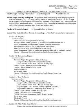 SMALL GROUP COUNSELING: ANGER MANAGEMENT GRADES 6-8