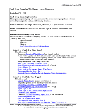 Small Group Counseling Title/Theme:Anger Management