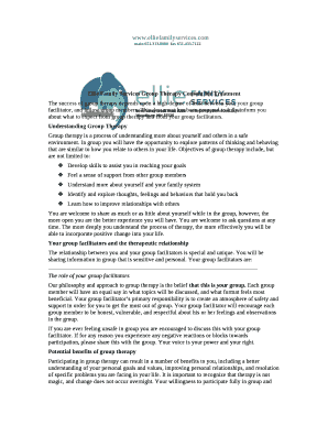Ellie Family Services Group Therapy Consent for Treatment