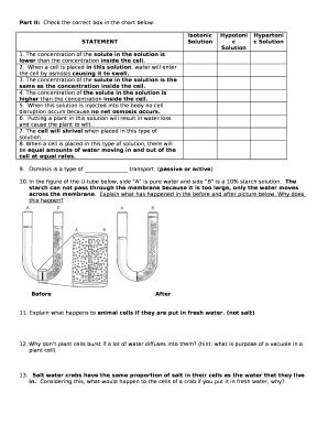 Part II:Check the correct box in the chart below: