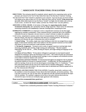 ASSOCIATE TEACHER FINAL EVALUATION