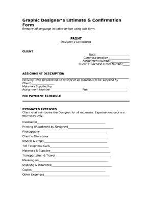 Remove all language in italics before using this form